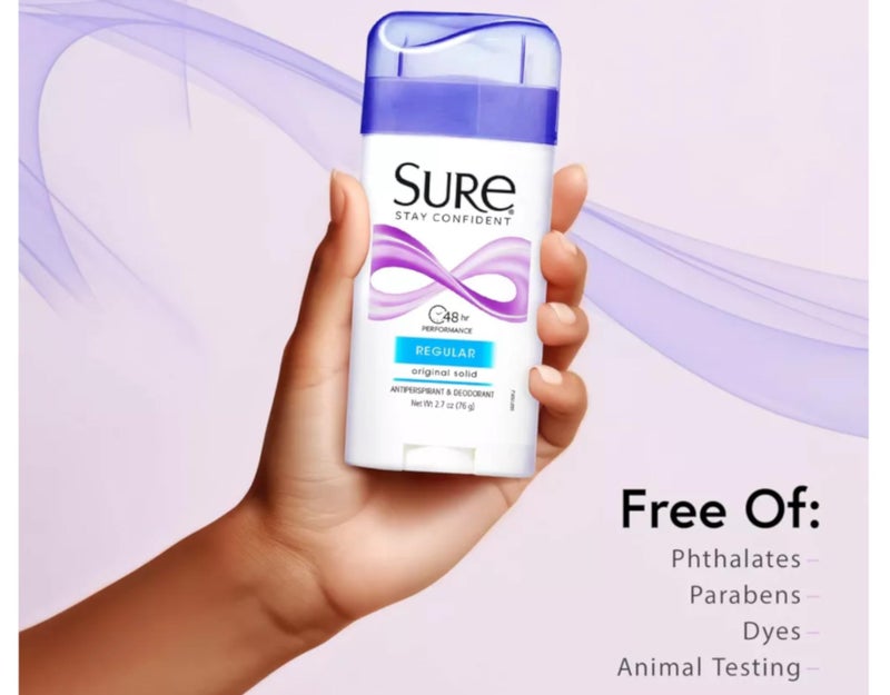 Sure Anti-Perspirant & Deodorant Original Solid, Regular Scent 2.70 oz (Pack of 5) - Image 5